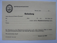 Einladung SED- Wohnparteiorganisation Wurzen, 1988