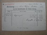 Rechnung Greizer Zeitung, 1899, Löffler & Co. Greiz