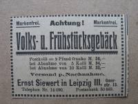 Volks-und Frühstücksgebäck, Ernst Siewert Leipzig, 1919
