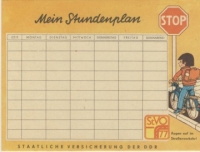 Stundenplan "Staatliche Versicherung der DDR",  70-er Jahre