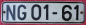 Preview: DDR Nummernschild NG 01-61, Bezirk Gera