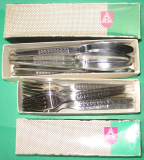 Preview: Besteck DDR, 24 Teile, Gabeln, Messer, VEB Auer Besteck- und Silberwarenwerke Aue, unbenutzt