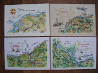 Ostsee, 4 Postkarten DDR 1958 - 1983, Poel, Nienhagen, Rügen, #311