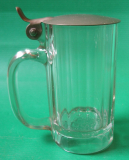 Preview: Bierkrug mit Deckel, Glas, mit Adler, Gesetzlich geschützt