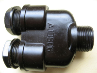 Zwillingsstutzen PG 16, Bakelit, AJDSt16, Siemens, dunkel, unbenutzt