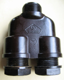 Preview: Zwillingsstutzen PG 16, Bakelit, AJDSt16, Siemens, dunkel, unbenutzt, #40