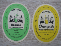 Martinus, Martin Müller Seelingstädt, Brause, Orangeade, 2 Etiketten, #54