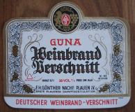 GÜNA Weinbrand Verschnitt, F. H. Günther Nachf. Plauen, Etikett, #61