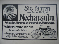 NSU, Neckarsulmer Fahrradwerke, Inserat 1909