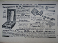 Adrian & Stock Solingen, Rasiermesser, Inserat 1909