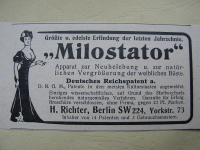 Milostator, H. Richter Berlin, Inserat 1909