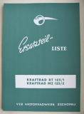 Ersatzteil-Liste, Ersatzteilkatalog, Kraftrad RT 125/1, MZ 125/2, DDR 1960