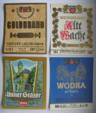 7 Etiketten Greizer Likörfabrik, Weinbrennerei Meerane, Unner Gräzer