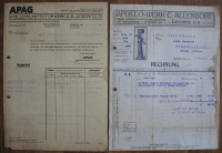 APAG, Apollo-Werk Allendorf, Gössnitz, 2 Rechnungen/ Briefe 1915/ 1930, #kr28
