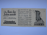 Leineweber Berlin, Leder- u. Autokleidung, Inserat 1929 #1
