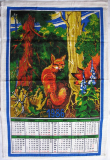 Kalender, Wandbehang aus Stoff, DDR 1986