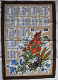 Kalender aus Stoff, Geschirrtuch, Malimo, DDR 1988