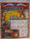 Kalender, Wandbehang aus Stoff, DDR 1989