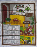 Kalender, Wandbehang aus Stoff, DDR 1990