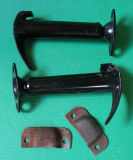 2 Haubenhalter, Haubenverschlüsse, Metall mit Feder, DDR, Traktoren, IFA F8 ?