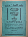 DIFA Backhaube, Prospekt + Rezepte, um 1930