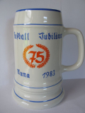 Bierkrug DDR, Fußball- Jubiläum, Auma, 1983, 75 Jahre