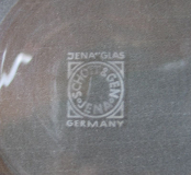 Preview: Teegläser, Teller, Sahnekännchen, Deckel für Teekanne, Saaleglas, Schott Jena