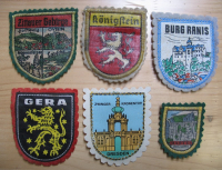 Dresden, Burg Ranis, Königstein, Bastei, Gera, Zittauer Gebirge, Aufnäher für Rucksack, DDR