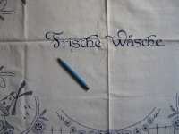 Preview: Wäschetuch, Frische Wäsche, handgestickt, um 1920