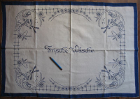 Wäschetuch, Frische Wäsche, handgestickt, um 1920