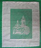 Scheibengardinen, Fensterbild, Plauener Spitze, Markuskirche und Rathaus Plauen