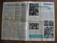Zeitung der Handwerkskammer der DDR  Auf Fotos: Vulkaniseurmeister Eibenberger Berlin- Friedrichshain, PGH KFZ- Reparatur-Mechanik Bannewitz, JAWA, Arno William, Arthur Arnold,  Schmiedemeister Wollenzien aus Wartenberg bei Berlin, Maurermeister Hans Ulri
