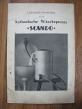 SCANDO hydraulische Wäschepresse, Anleitung/Prospekt Elektrolux, um 1930