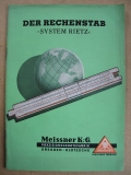 Der Rechenstab, System Rietz, Meissner K.G. Dresden- Klotzsche