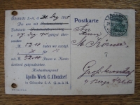 Apollo-Werk C. Allendorf Gössnitz,  Postkarte 1915, #15/1