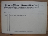 Franz Fülle Greiz Pohlitz, Möbelfabrik, Dampfsägewerk, Holzhandlung, Rechnung, #4