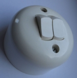 Serienschalter, Bakelit, hell, rund, Lichtschalter Aufputz, 60-er Jahre, #277