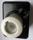 Sicherungssockel, Bakelit/ Keramik, E16, schwarz, DDR, unbenutzt, #3