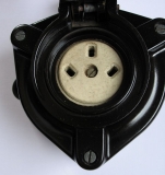 Preview: Aufbausteckdose, Bakelit, unbenutzt, dunkel, #300