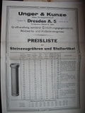 Unger & Kunze Dresden, Preisliste Steinzeugröhren und Stallartikel, um 1930, Formstücke, Tröge, Einmachtöpfe