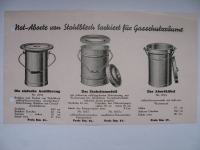 Not-Aborte von Stahlblech, für Gasschutzräume, Abortkübel, 30-er Jahre