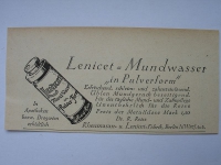 Lenicet Mundwasser in Pulverform, Dr.R. Reiss Berlin, #1927/1