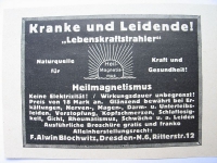 Lebenskraftstrahler, Heilmagnetismus, F. Alwin Blochwitz Dresden, #1927/1