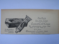 Lenicet-Cold Cream, Hautcreme, Dr.R. Reiss Berlin, #1927/1
