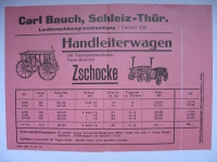 Carl Bauch Schleiz, Landmaschinengrosshandlung, Zschocke Handleiterwagen, Handwagen, Prospekt um 1930