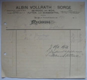 Albin Vollrath Sorge, Getreide, Mehl, Futter- und Düngemittel, Rechnung 1926, #15/2