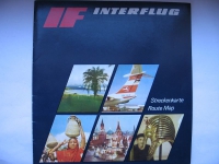 Interflug Streckenkarte, Route Map,  DDR 1976