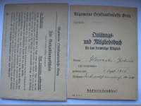 Allgemeine Ortskrankenkasse Greiz, AOK, Quittungs/ Mitgliedsbuch, 1941