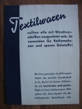 Sunlicht AG Berlin, Waschvorschriften für Textilwaren, Katalog 30-er Jahre