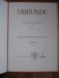 Preview: Urkunde, Mappe, Treuedienstmedaille in Gold, Deutsche Post Gera, 1983